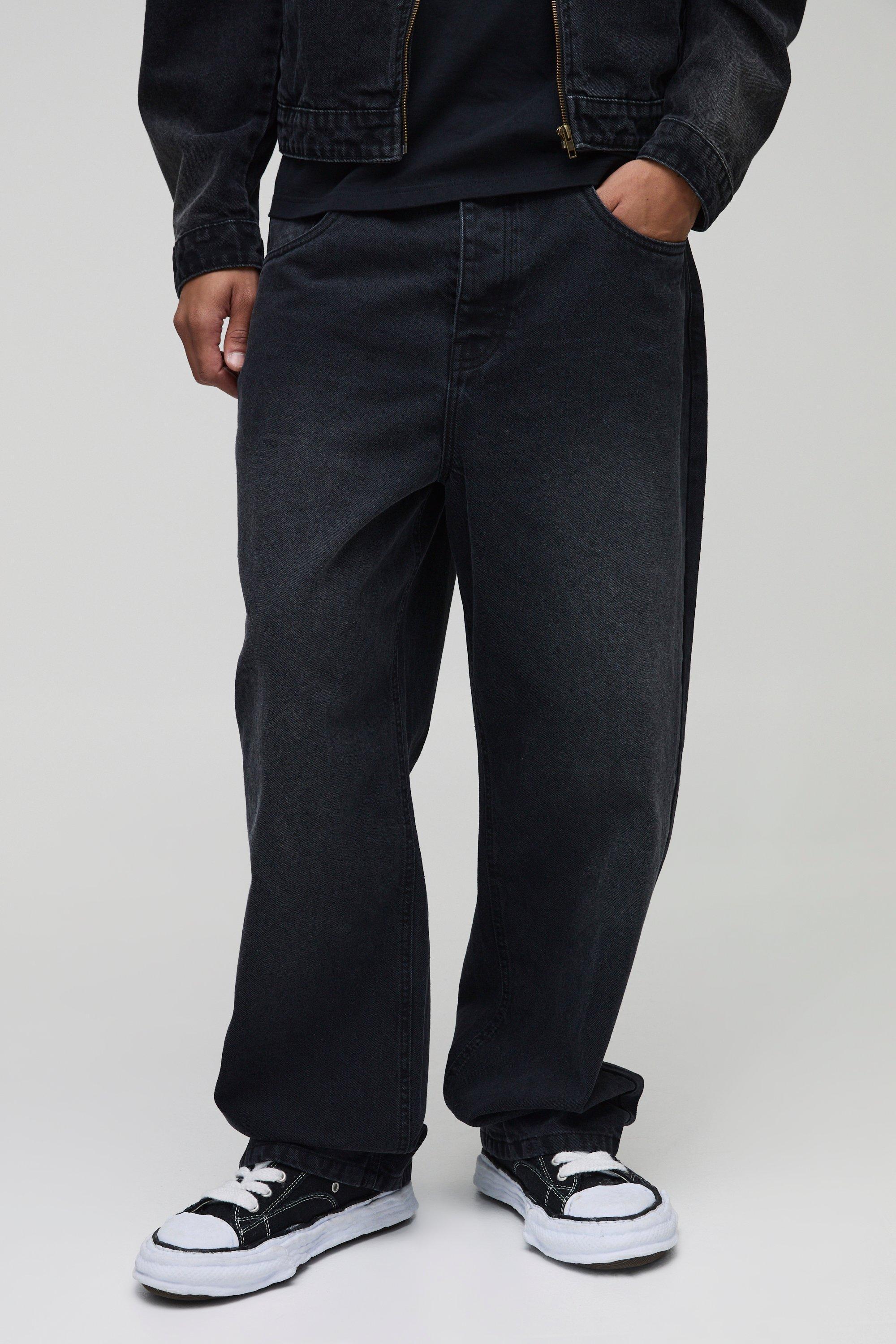 Loose Baggy Rigid Washed Black Jeans | boohooMAN USA Product Image