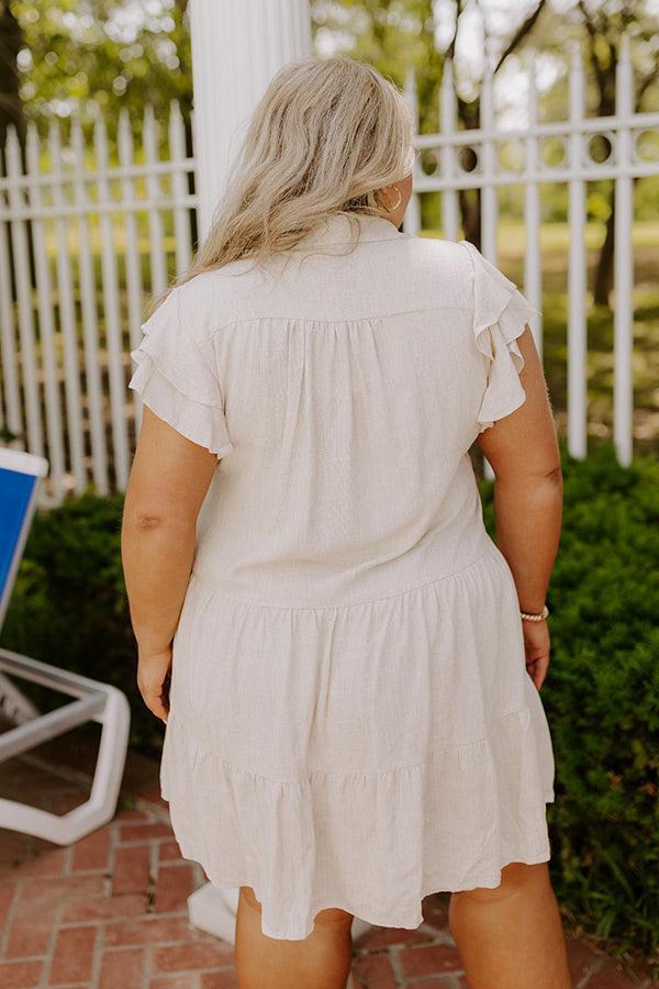 Newsworthy Style Linen-Blend Babydoll Dress In Stone Curves Product Image