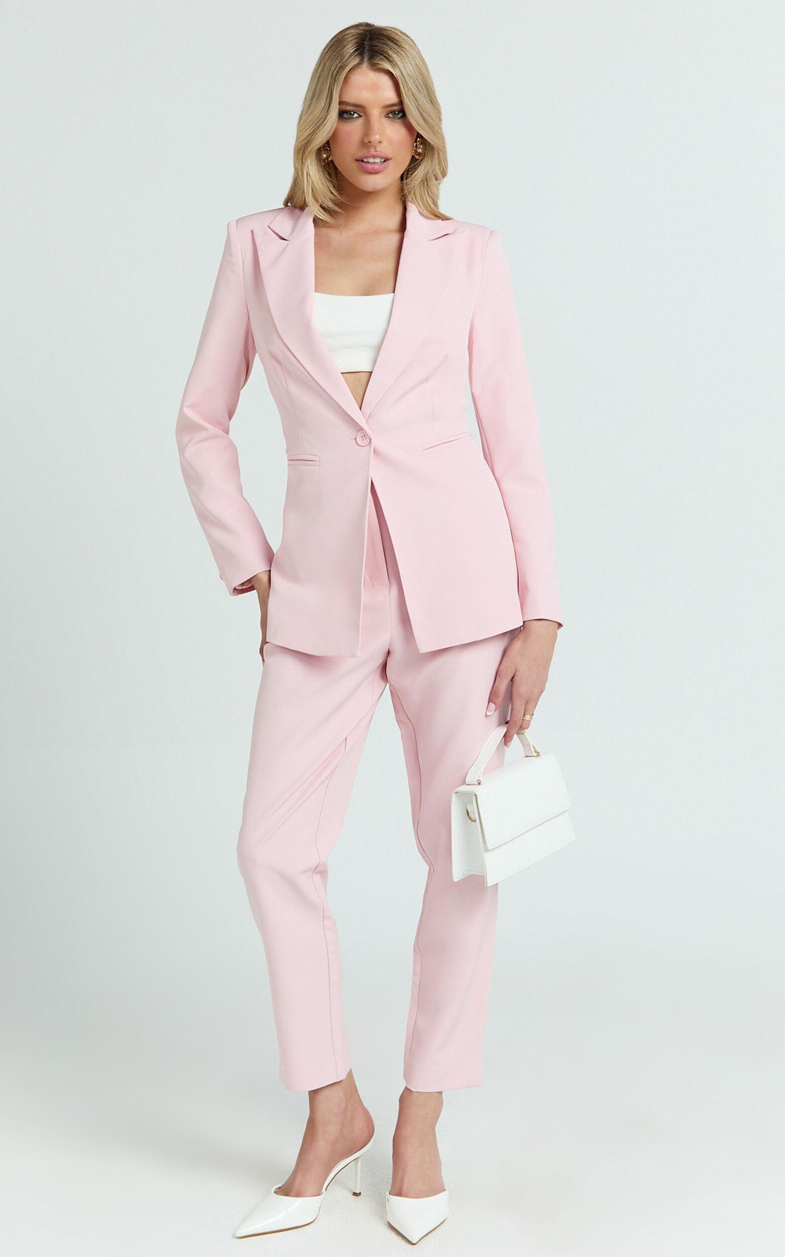 Hermie Blazer - Single Breasted Blazer in Pale Pink Product Image