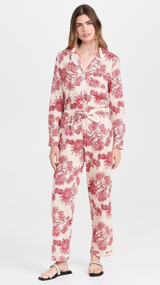 Desmond & Dempsey Long PJ Set Cactus Flower Print | Shopbop Product Image