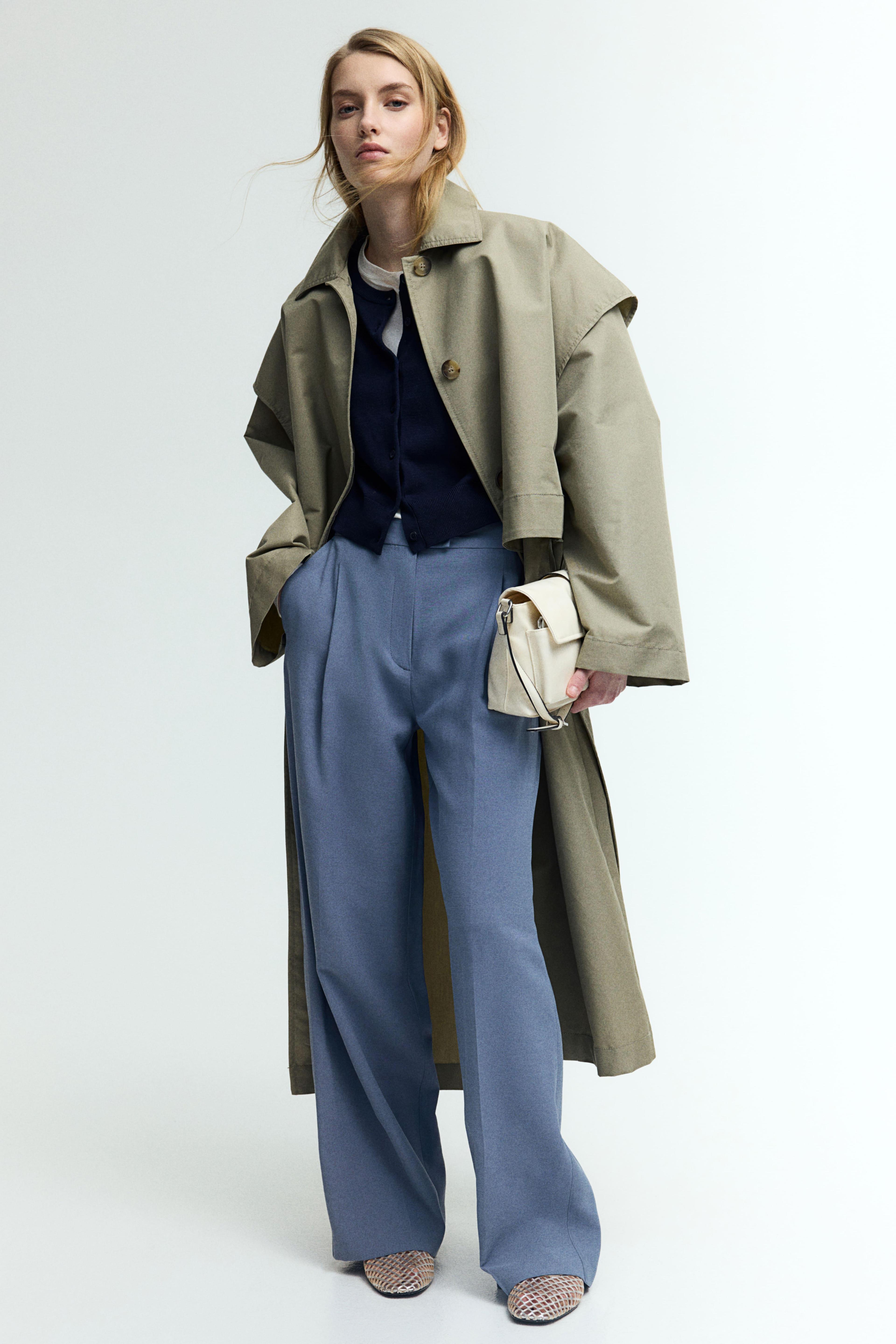 Wide-Leg Twill Pants Product Image