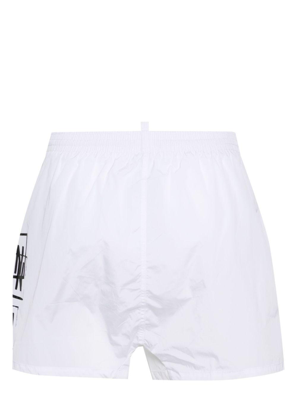 DSQUARED2 Icon Stamps-print Swim Shorts In White Product Image