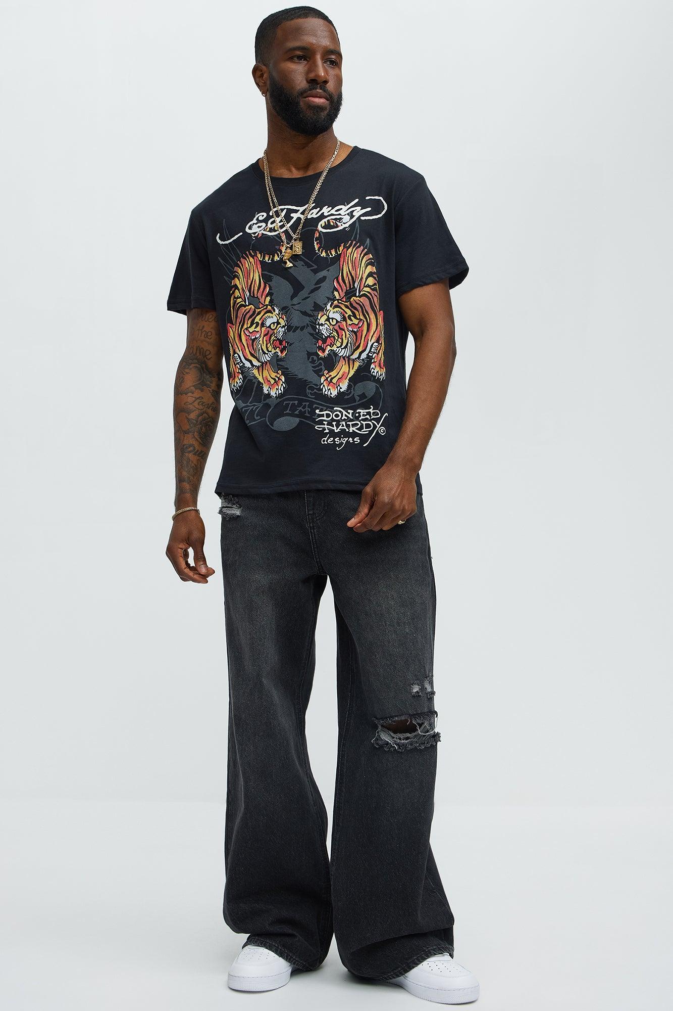 Ed Hardy Twin Tiger Short Sleeve Tee - Black Male Product Image