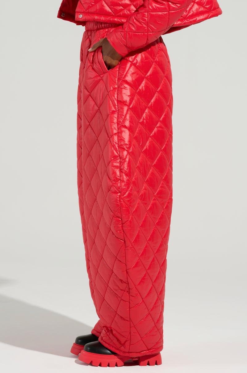 VIVI OVERSIZED PUFFER PANTS IN RED Product Image