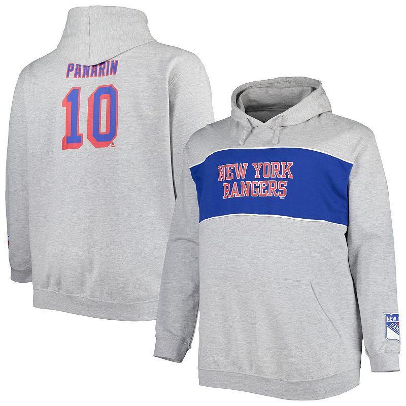 Mens Artemi Panarin Heather Gray New York Rangers Big & Tall Player Pullover Hoodie Product Image