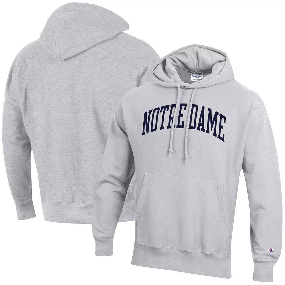 Men's Champion Heathered Gray Notre Dame Fighting Irish Team Arch Reverse Weave Pullover Hoodie, Size: Large, Grey Product Image