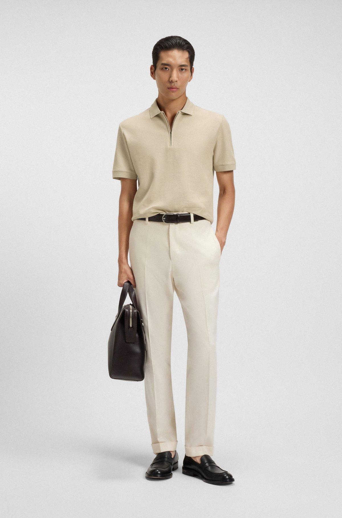 Structured-cotton polo shirt with zip placket Product Image