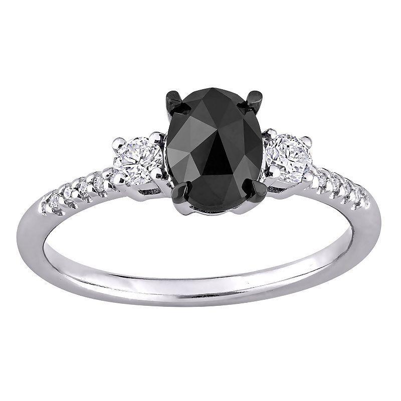 Stella Grace 14k White Gold 1 1/5 Carat T.W. Black & White Diamond Engagement Ring, Women's, Size: 9 Product Image