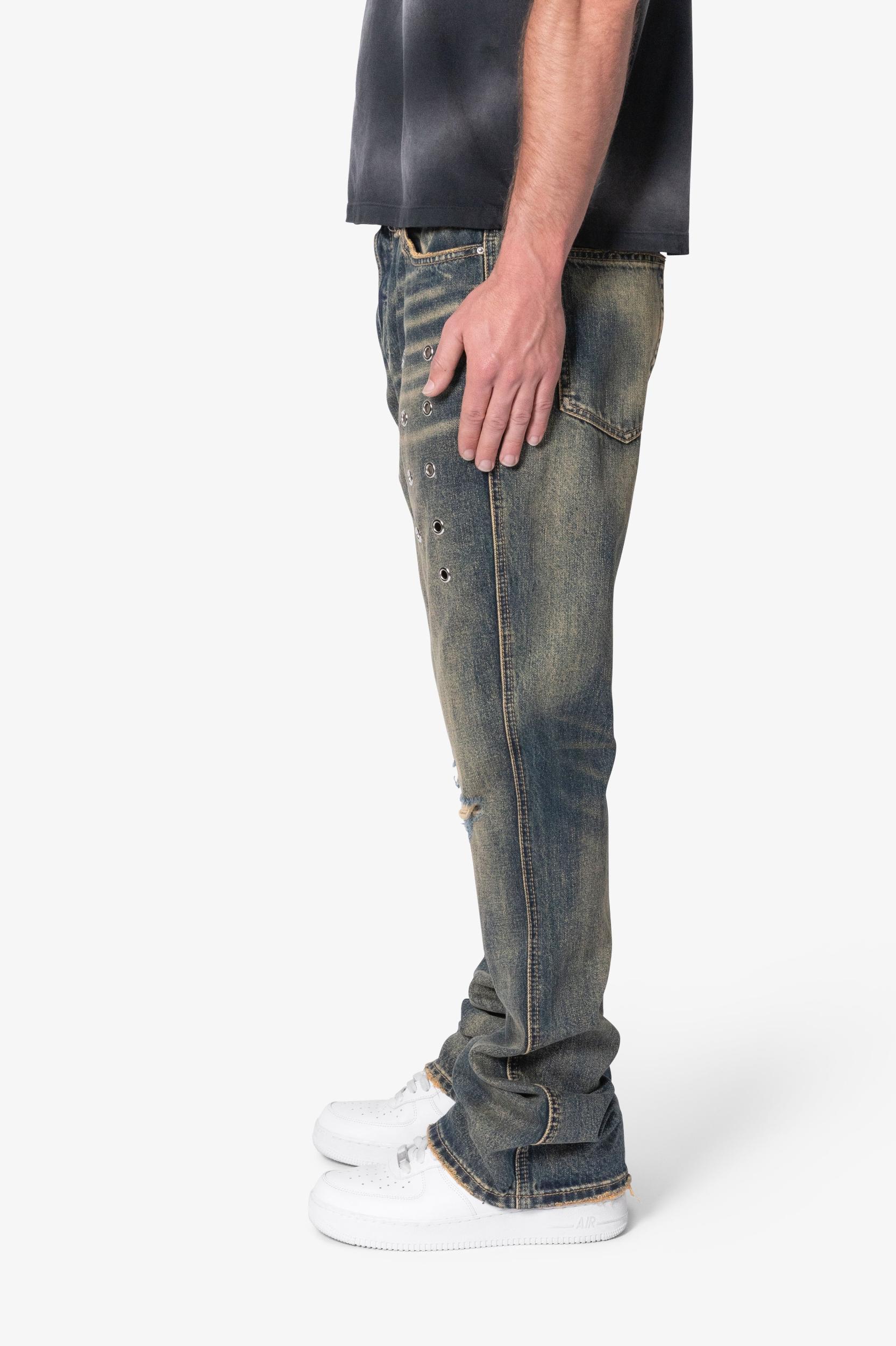 B384 Metal Eyelet Flare Denim - Rust Product Image