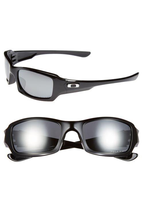 Oakley Mens OO9238 Fives Squared 54mm Polarized Rectangle Sunglasses - Polished Black/Black Iridium Product Image