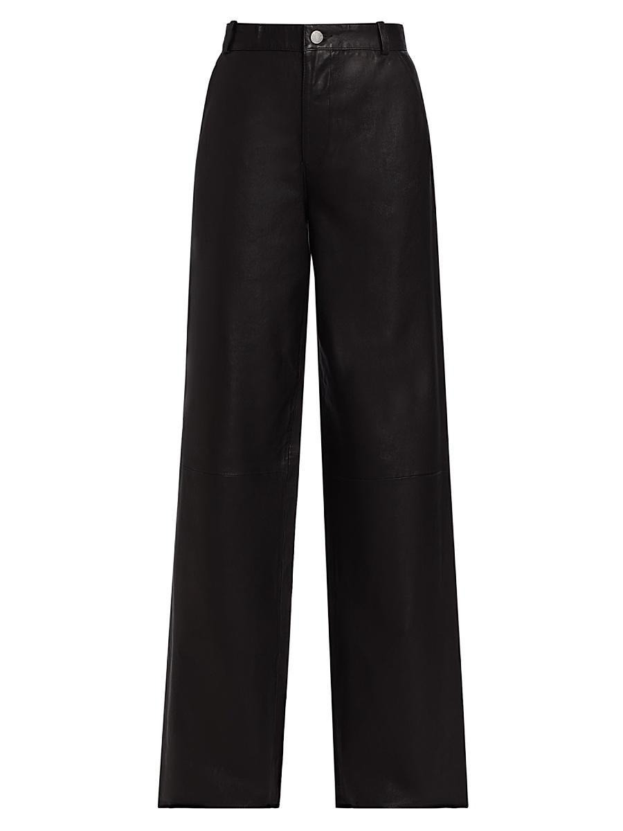 Womens Leather Wide-Leg Pants Product Image