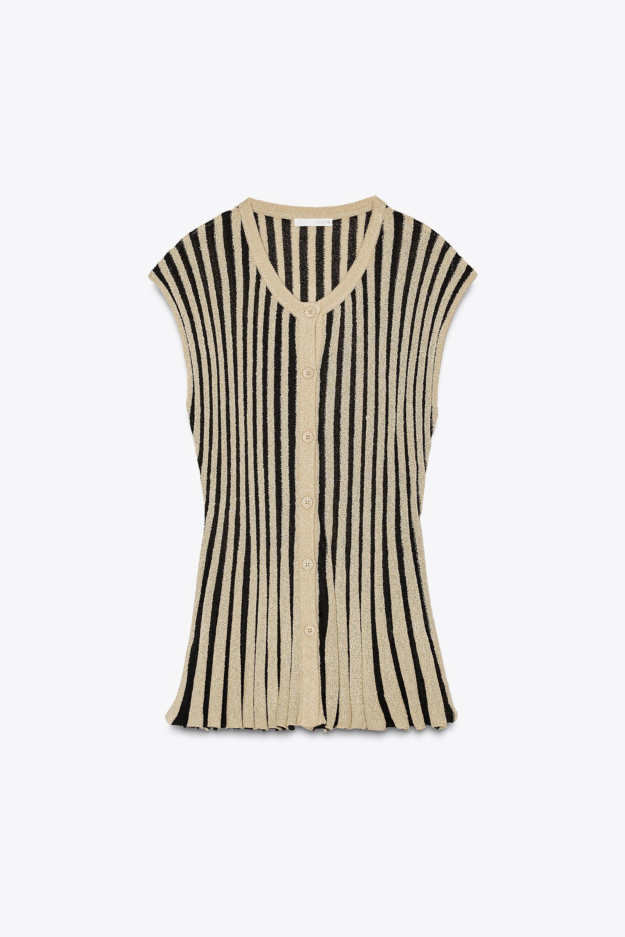 STRIPED CROPPED KNIT TOP Product Image