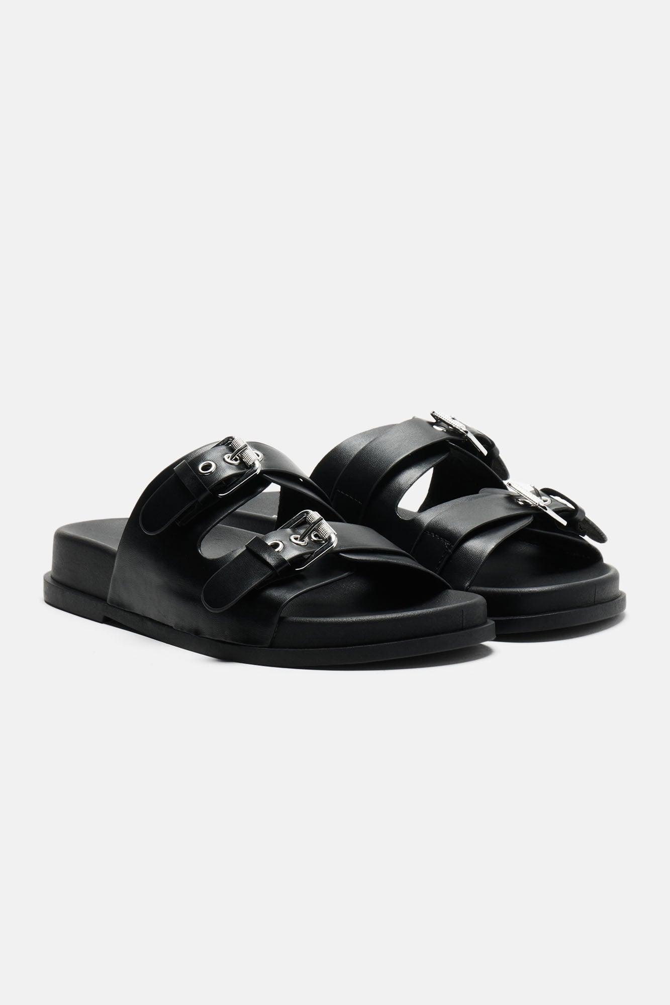 Jocie Flat Sandals - Black Product Image