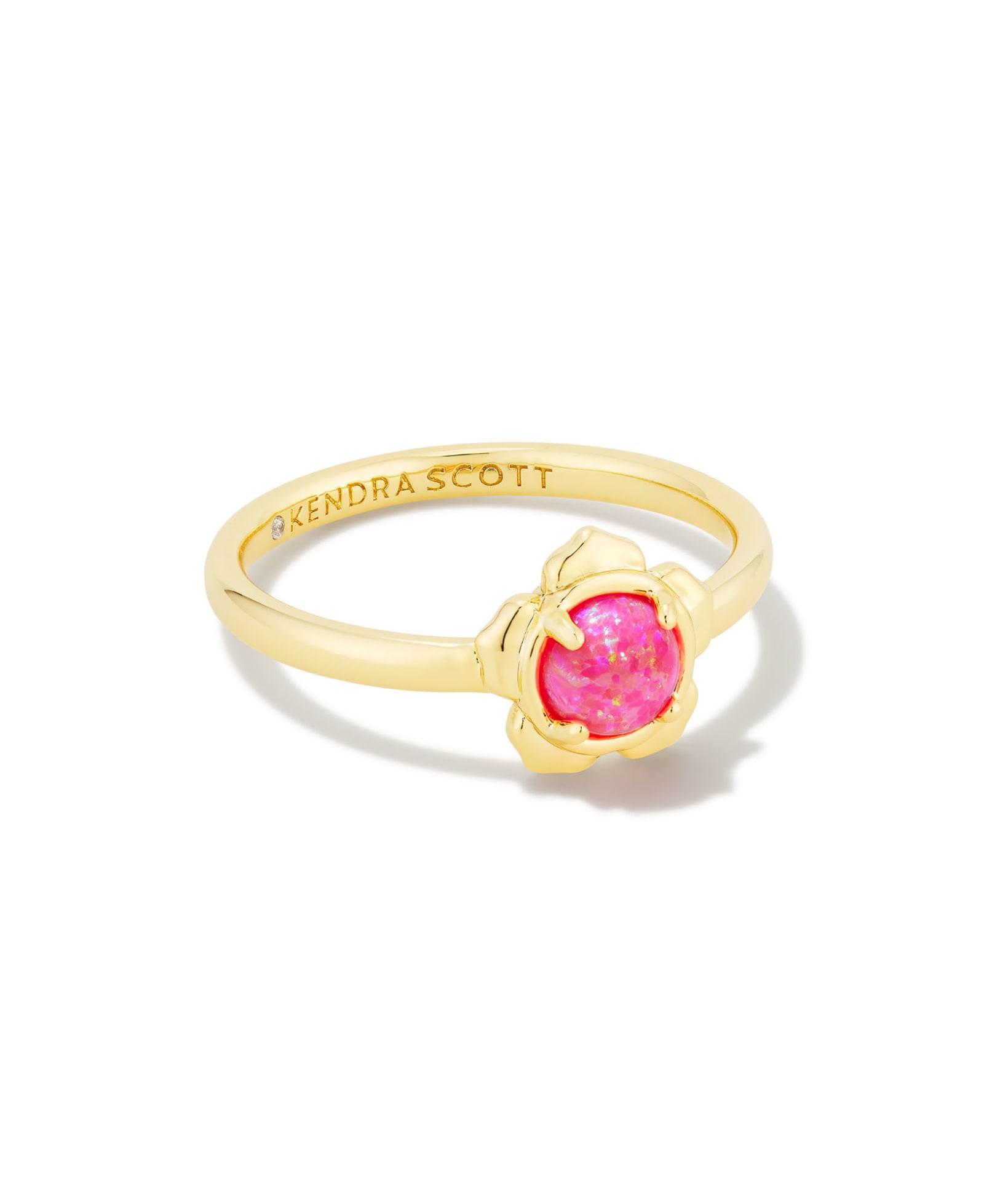 Susie Gold Band Ring in Bright White Kyocera Opal Product Image