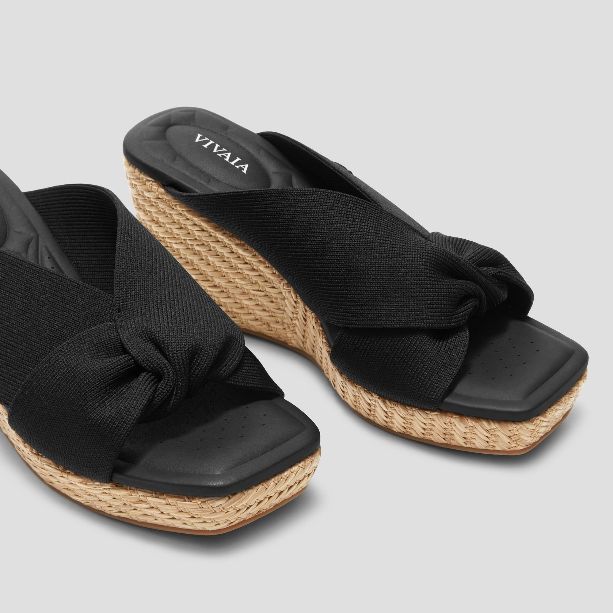 Square-Toe Wedge Sandals (Laura) Product Image