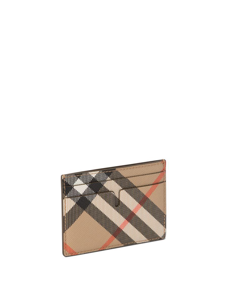 BURBERRY "check" Card Holder In Beige Product Image