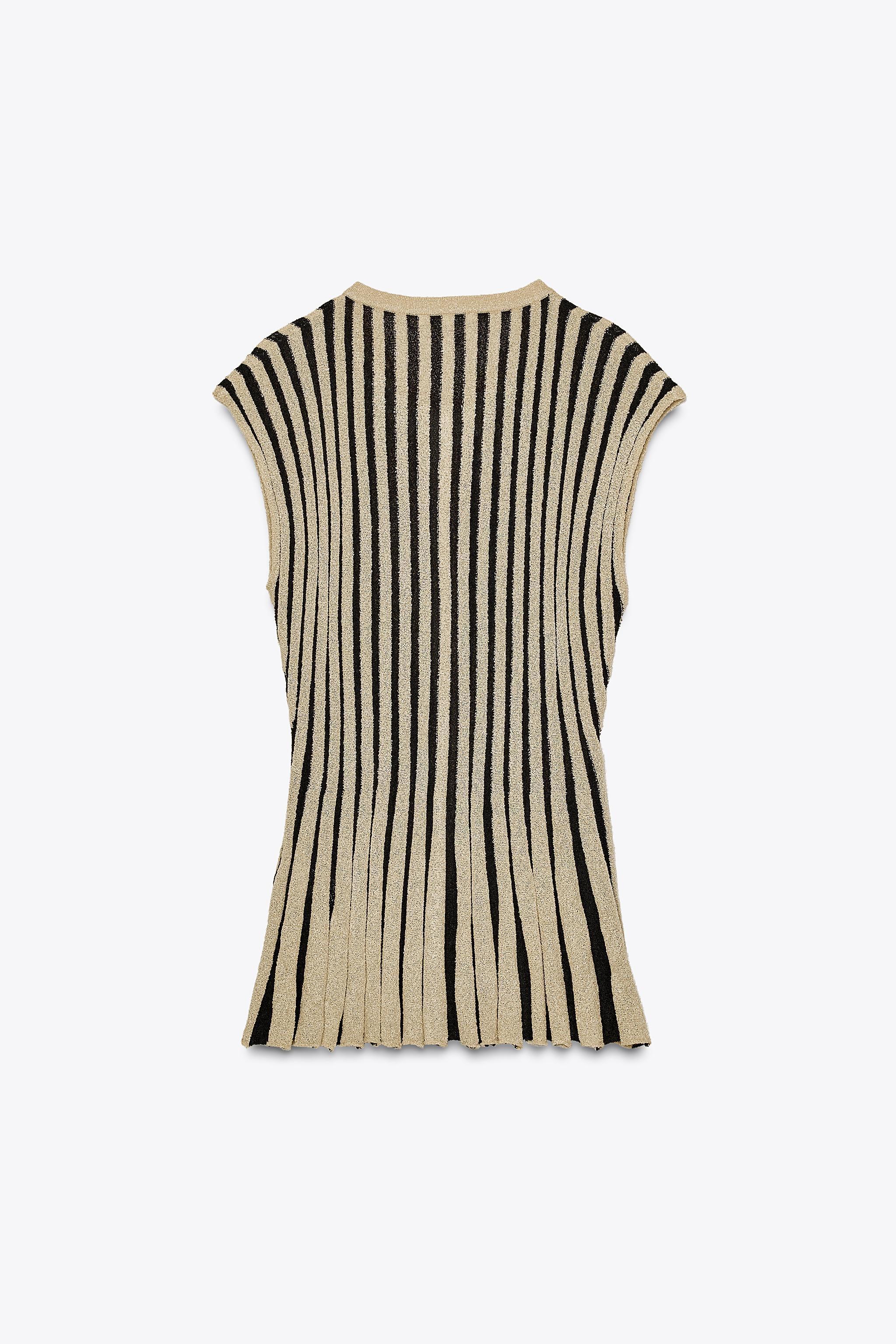 STRIPED CROPPED KNIT TOP Product Image