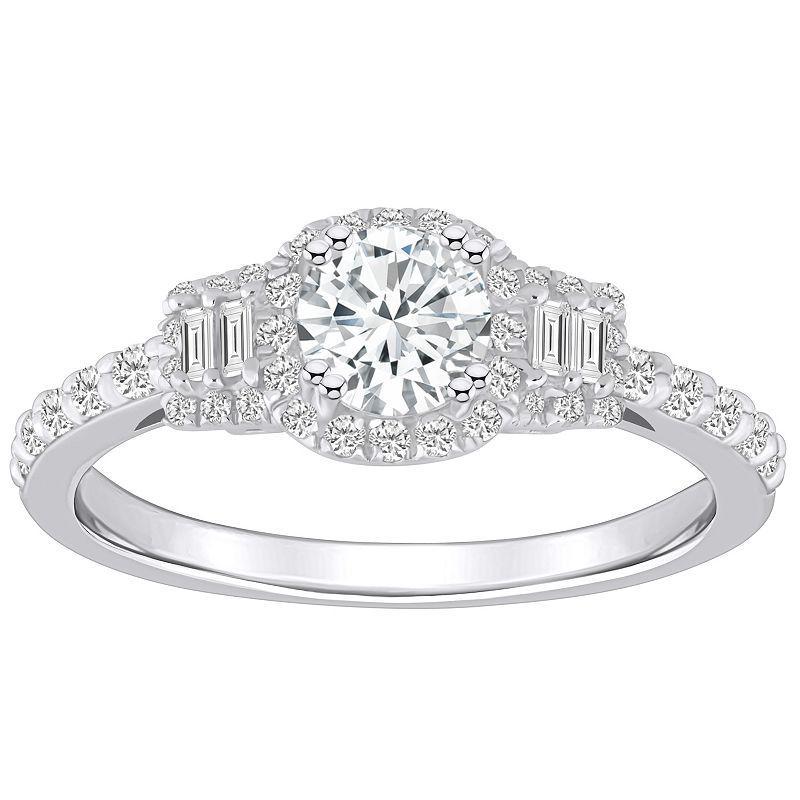 Alyson Layne 14k Gold 3/4 Carat T.W. Diamond Filigree Detail Halo Engagement Ring, Women's, Size: 6, 14k White Gold Product Image