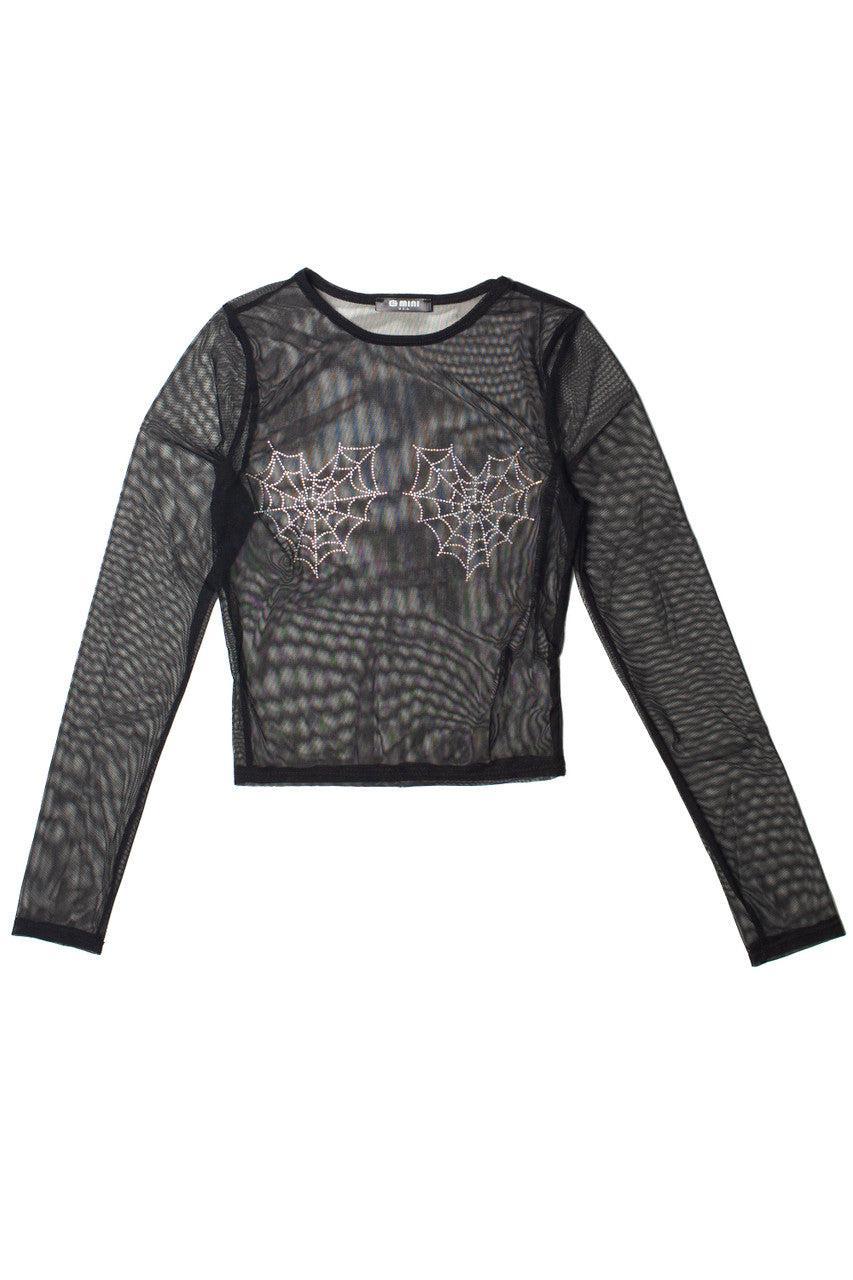 Rhinestone Spiderweb Mesh Top Product Image