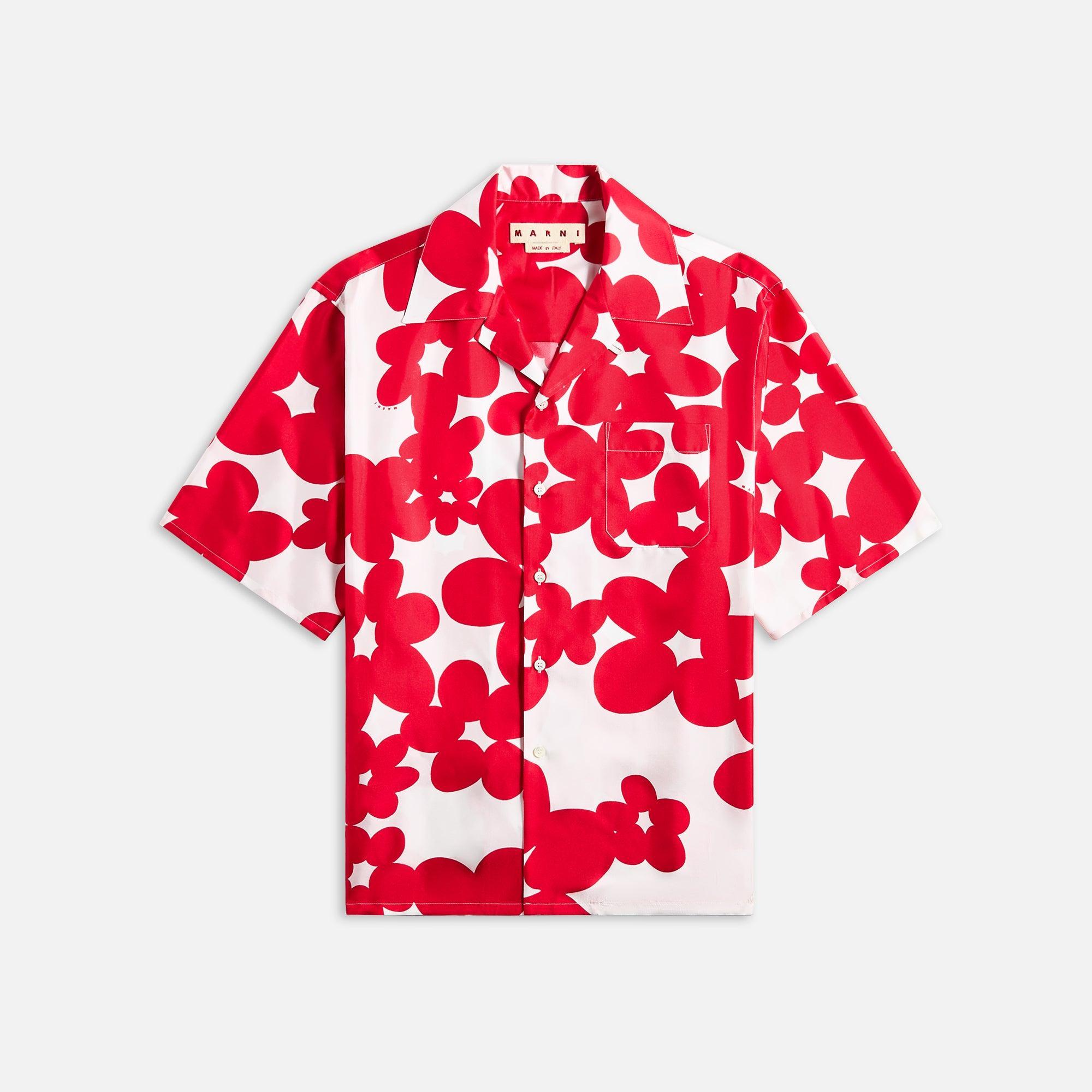 Marni Dillies Silk Camp Shirt - Crimson Male Product Image