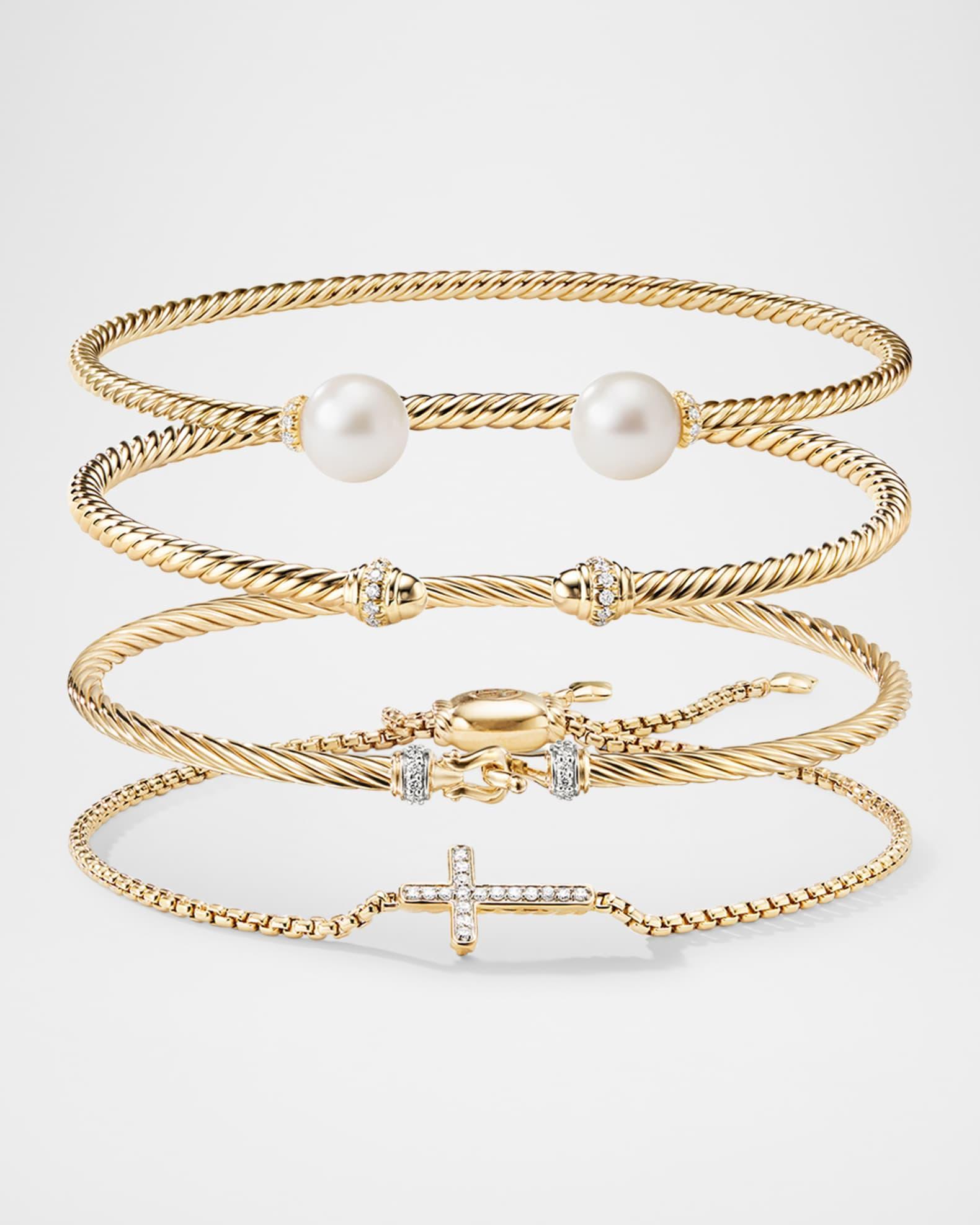 Cable Bracelet with Gemstone in Silver with 14K Gold, 5mm Product Image