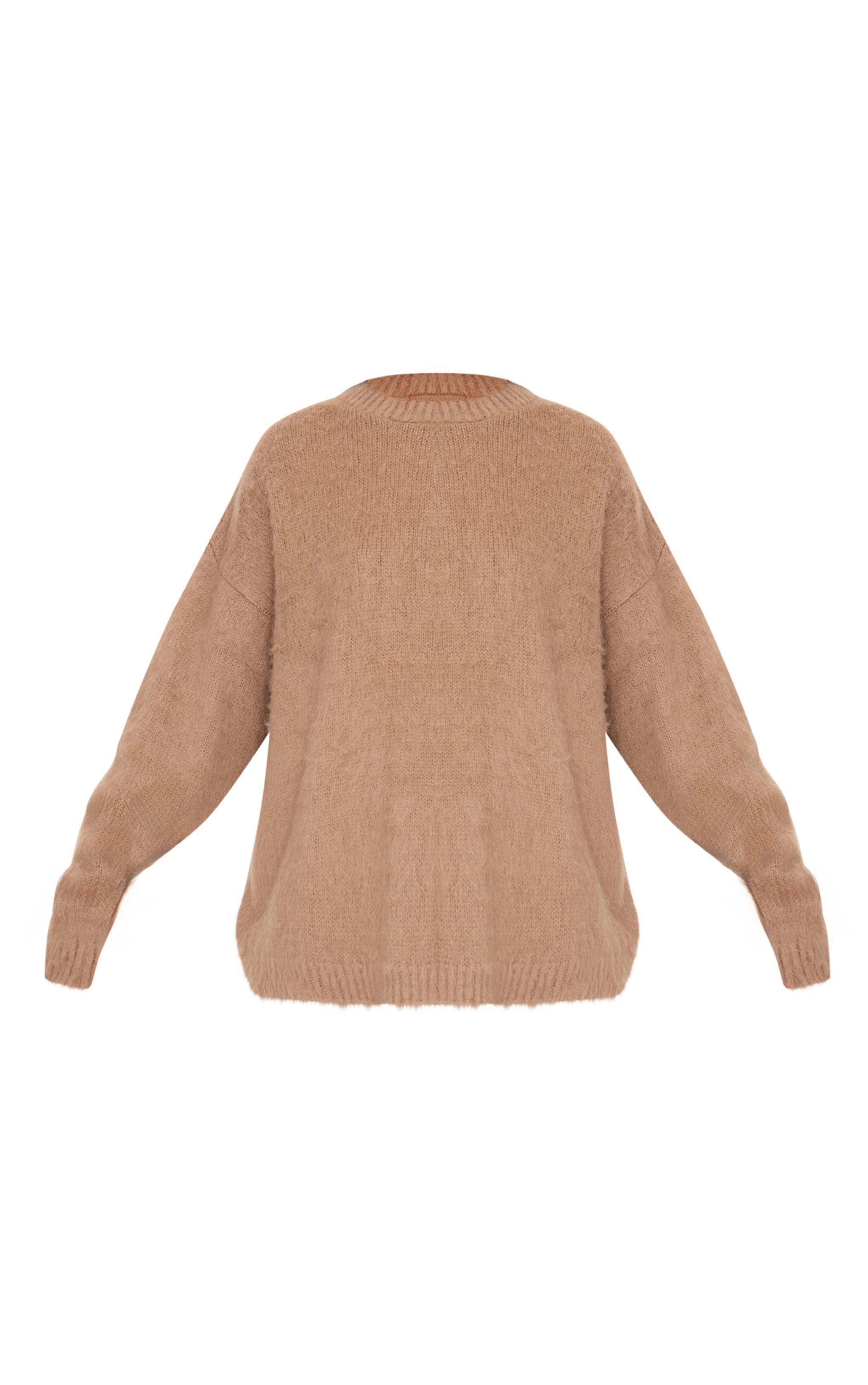 Taupe Fluffy Knit Oversized Sweater Product Image