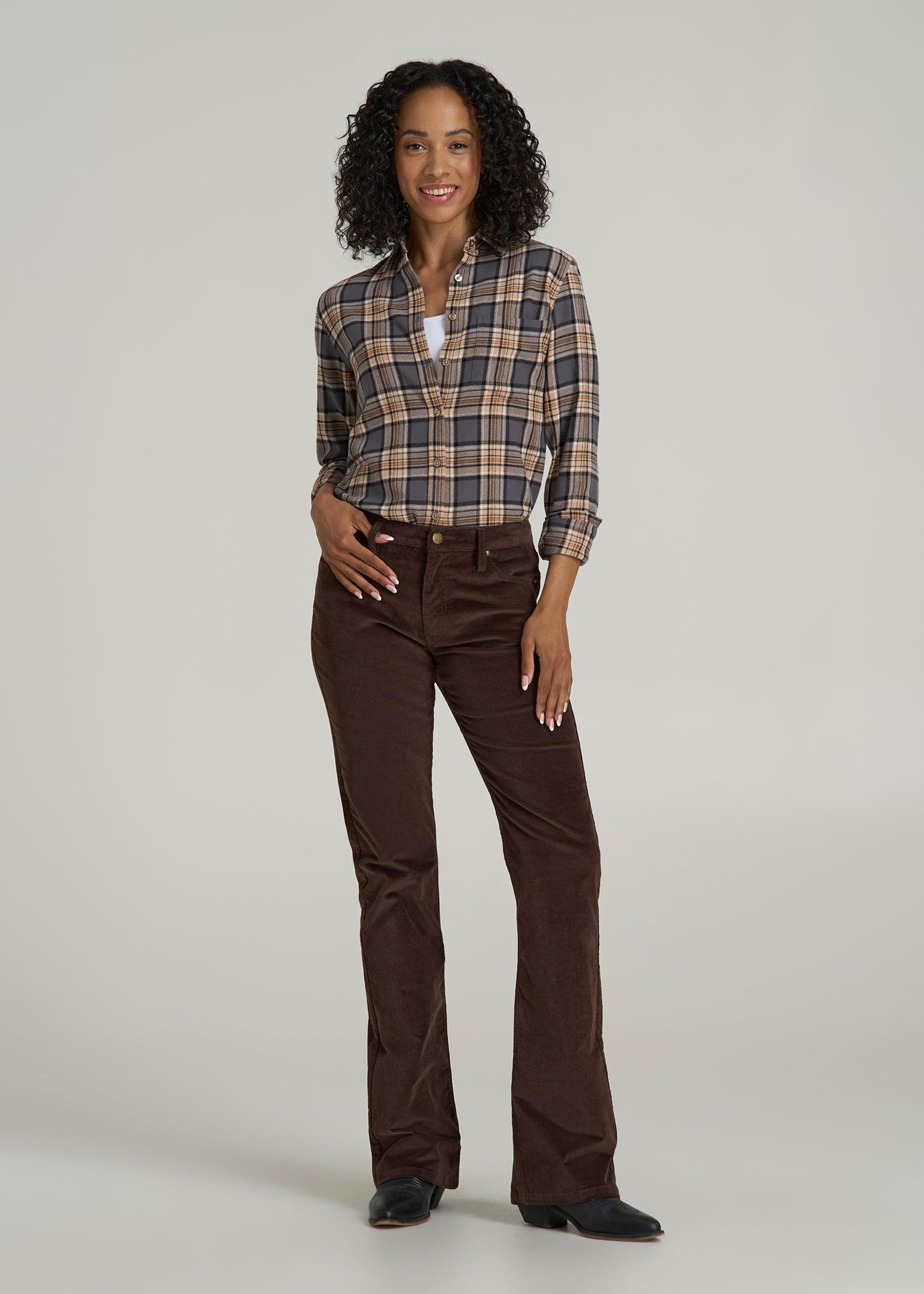 Mid-Rise Mini Bootcut Corduroy Pants for Tall Women in Espresso Female Product Image
