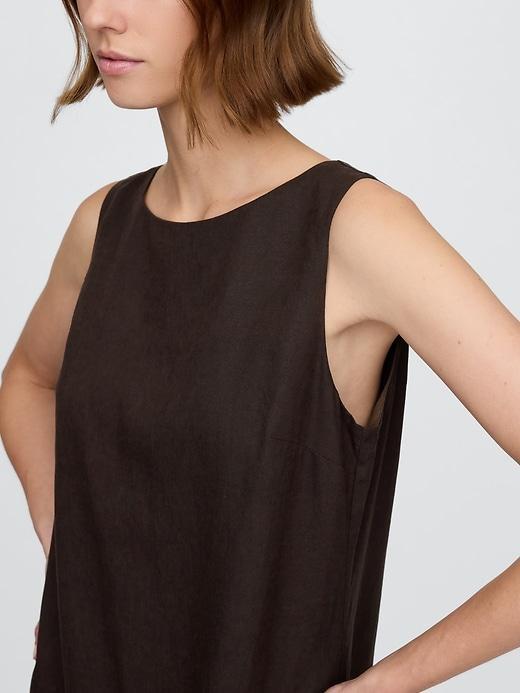 Linen-Blend Mini Shift Dress Product Image