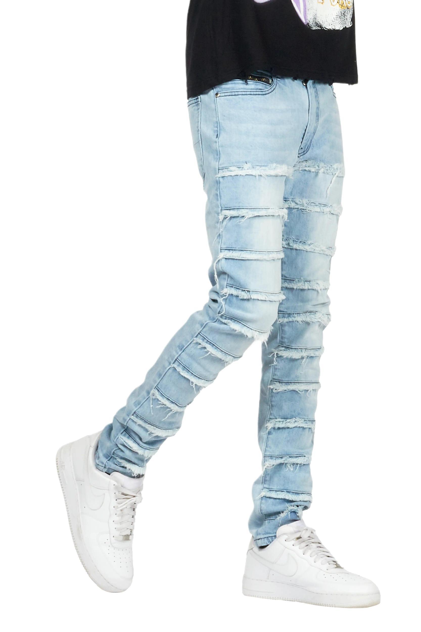 Waylon Blue Frayed Slim Fit Jean Male Product Image