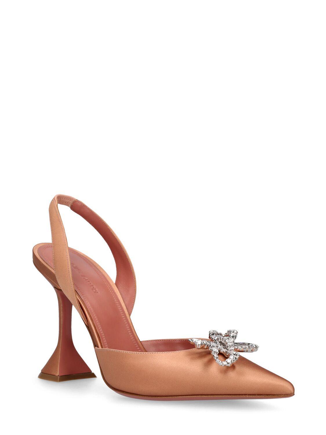 AMINA MUADDI 95mm Rosie Satin Slingback Pumps In Pink Product Image