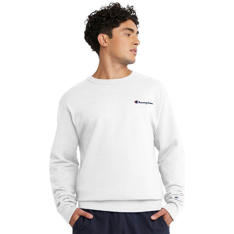 Mens Champion Powerblend Crewneck Sweatshirt, Script Logo Navy M Product Image