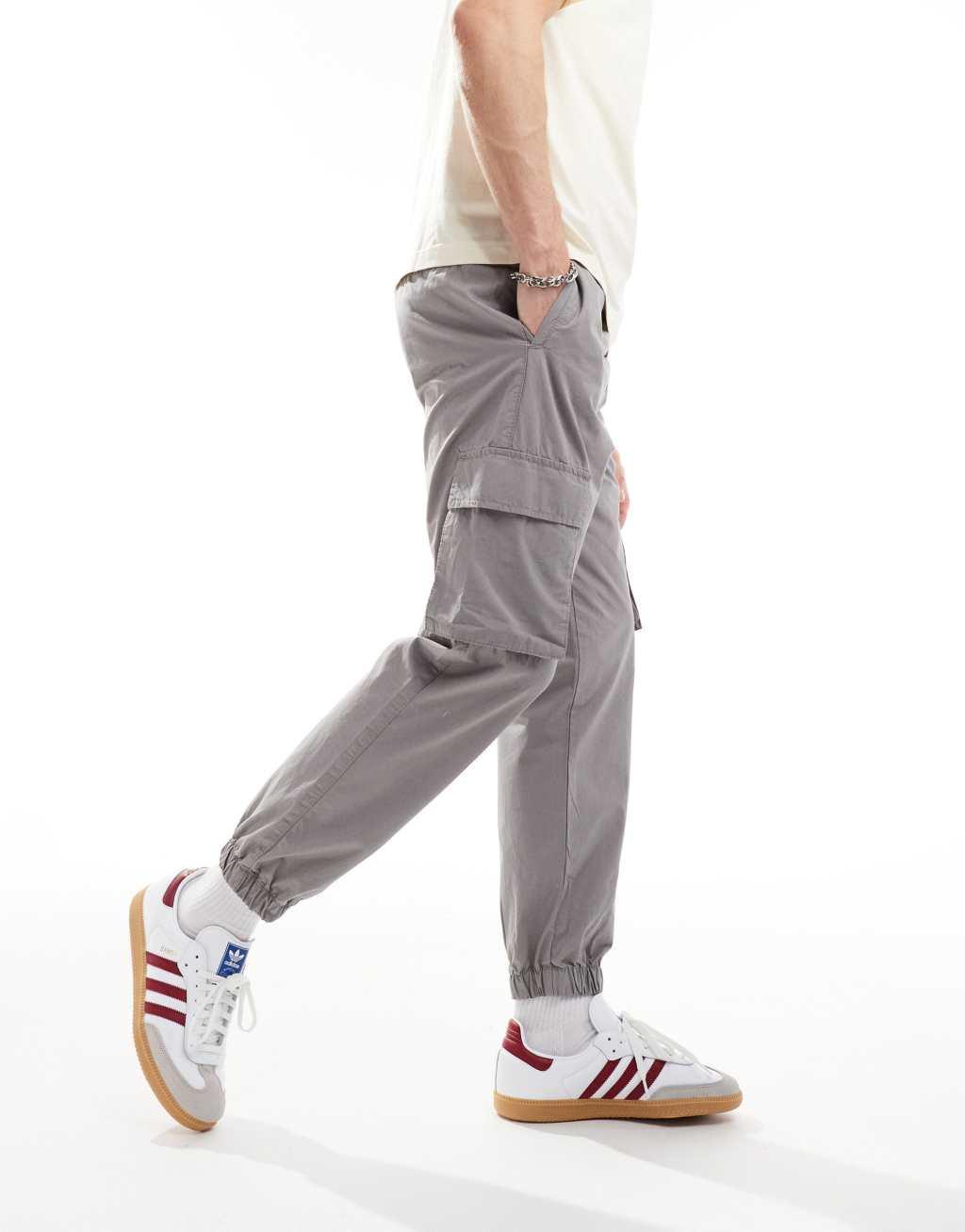 ASOS DESIGN tapered pull on pants in gray Product Image