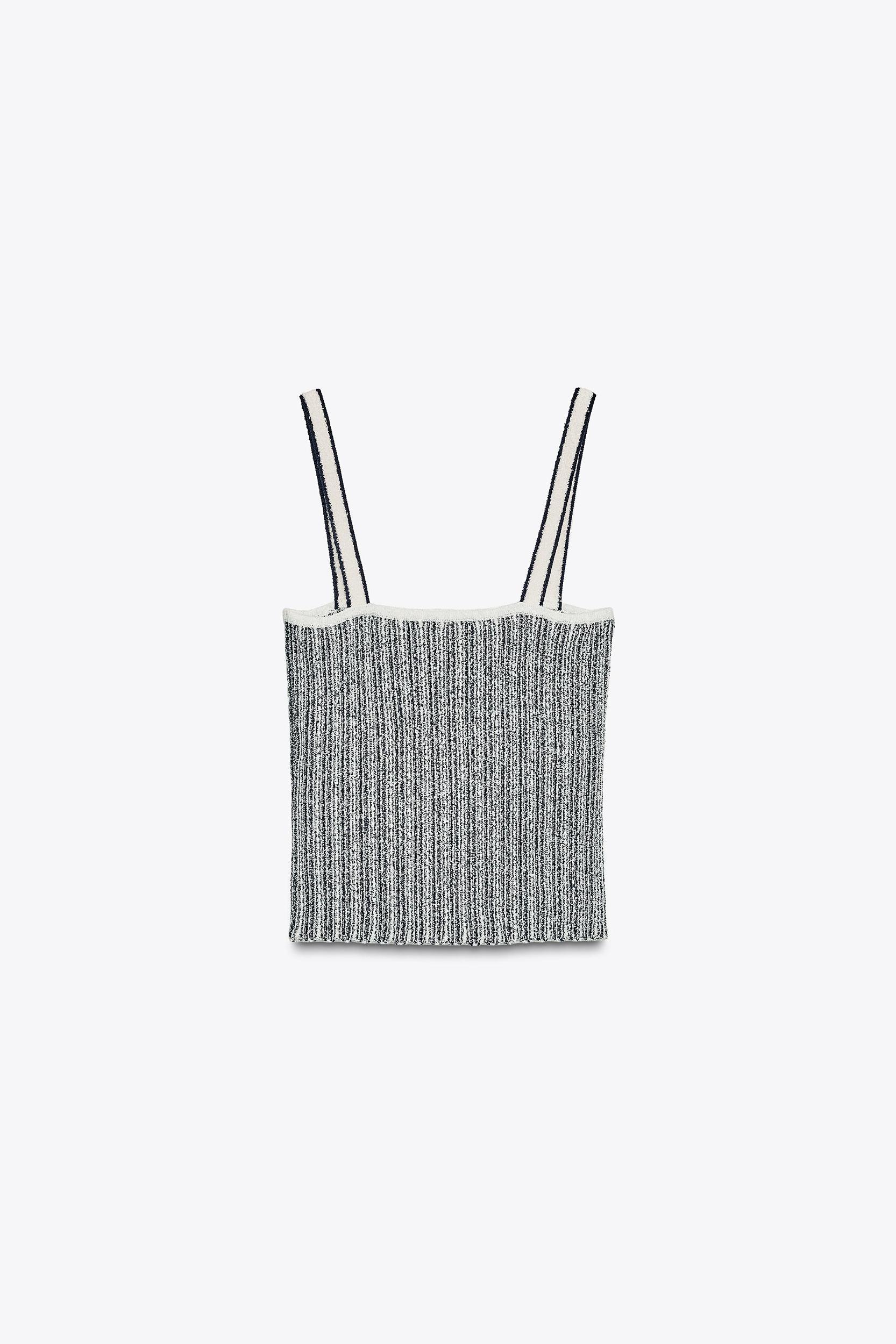 STRIPED CUT-OUT KNIT TOP Product Image