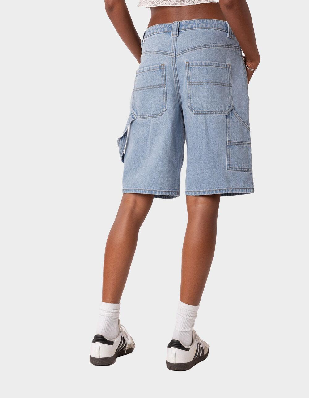 EDIKTED Low Rise Bermuda Denim Carpenter Shorts Product Image