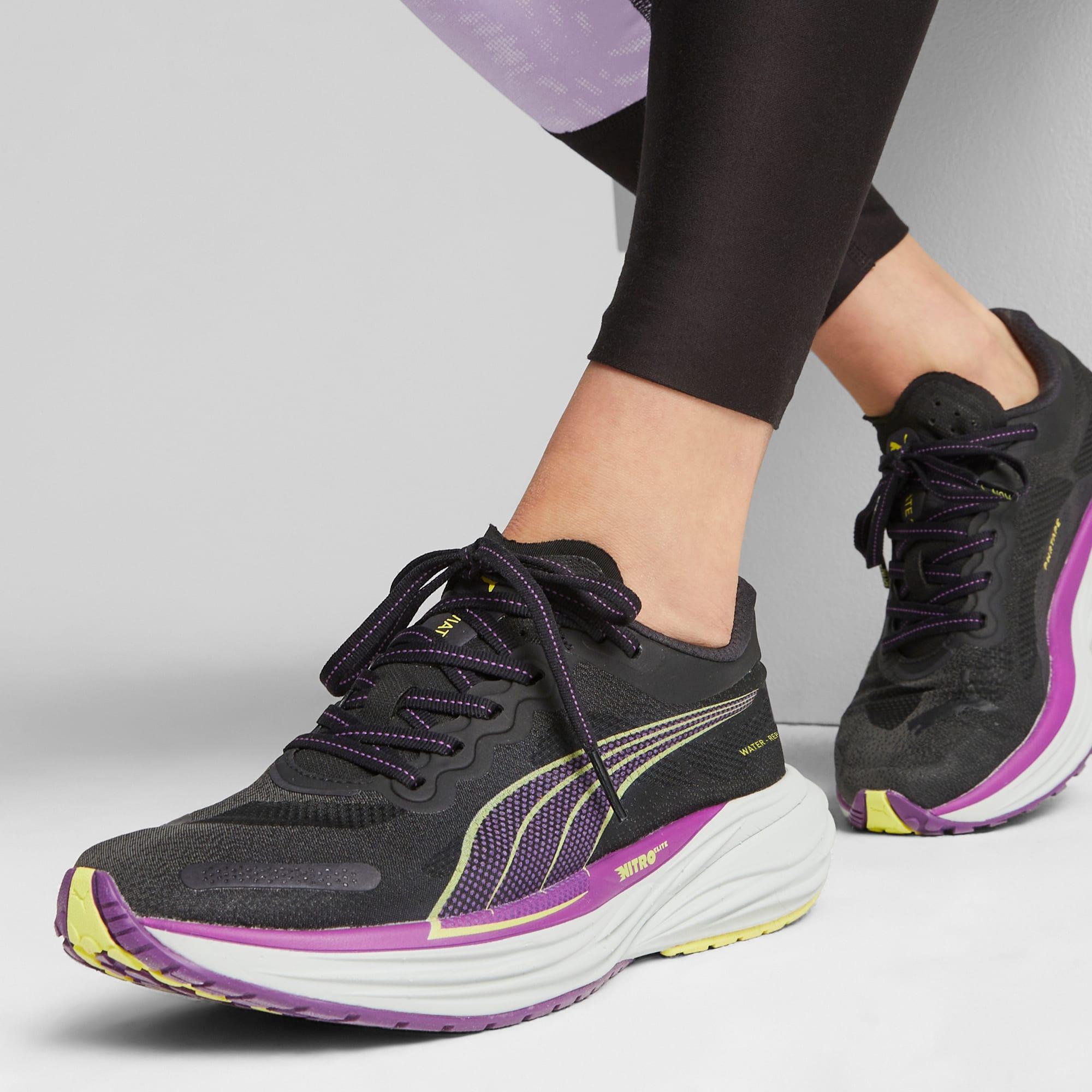 PUMA Deviate NITROâ¢ 2 Women's Running Shoes in Black/Purple Pop/Yellow Burst Product Image