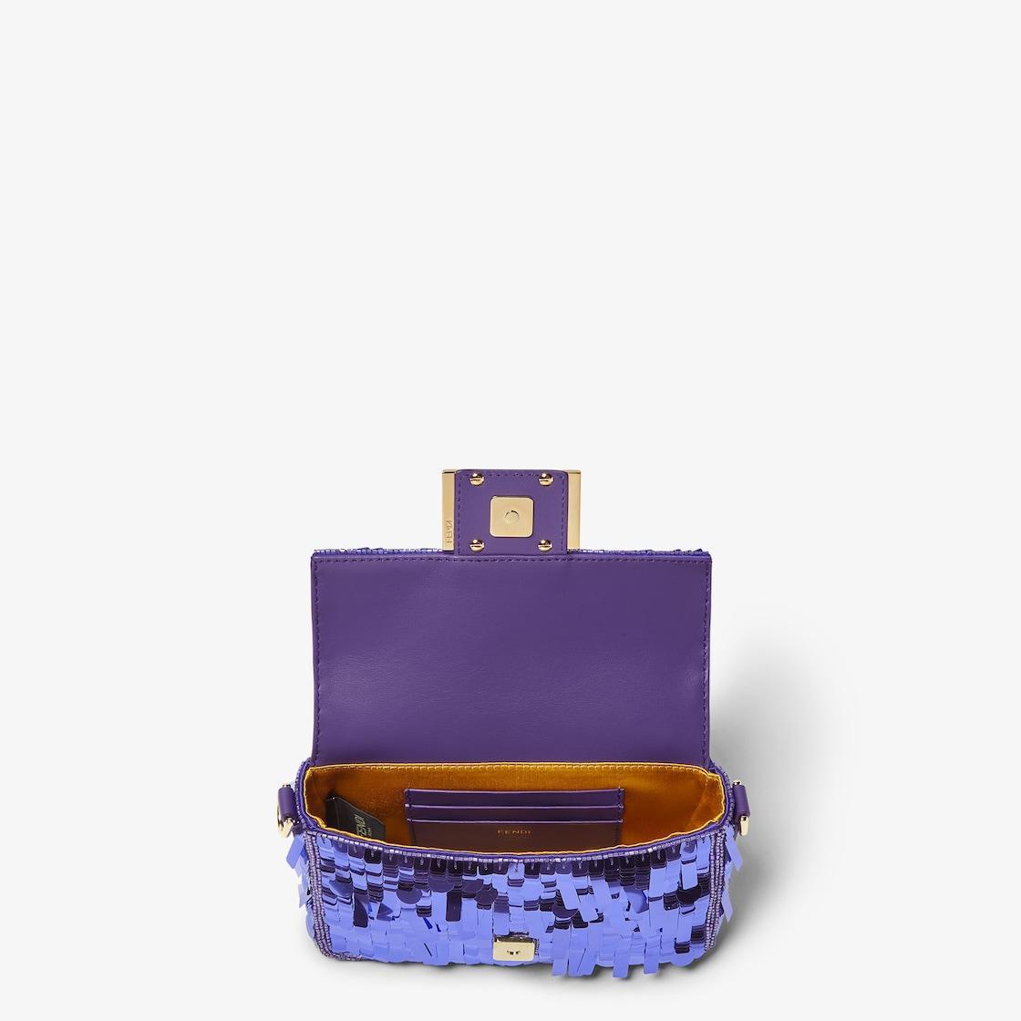 Baguette MiniBag embroidered with purple sequins Product Image