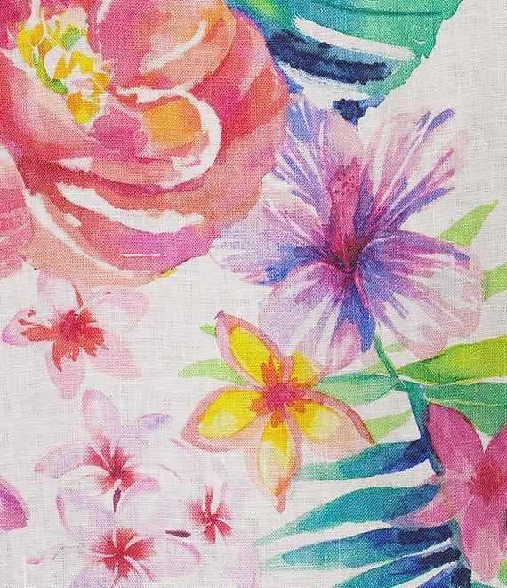 John Mark Floral Printed Split-V Neck 3/4 Ruffle Sleeve Top Product Image