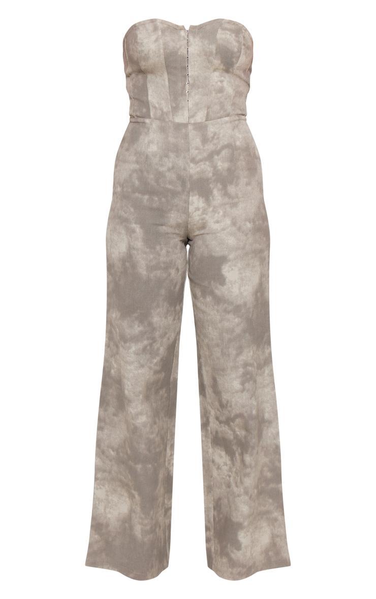 Grey Acid Wash Bandeau Wide Leg Jumpsuit Product Image