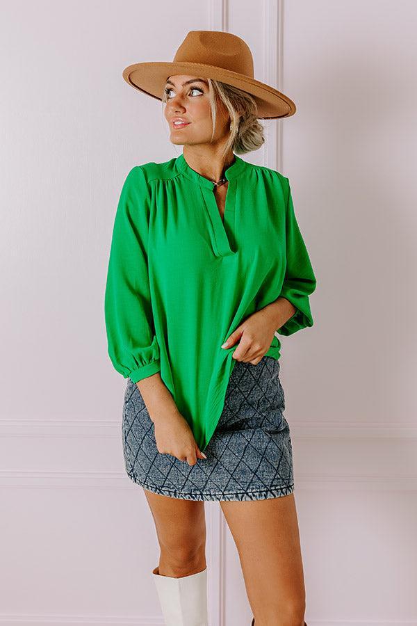 Casual Moment Shift Top in Kelly Green Product Image