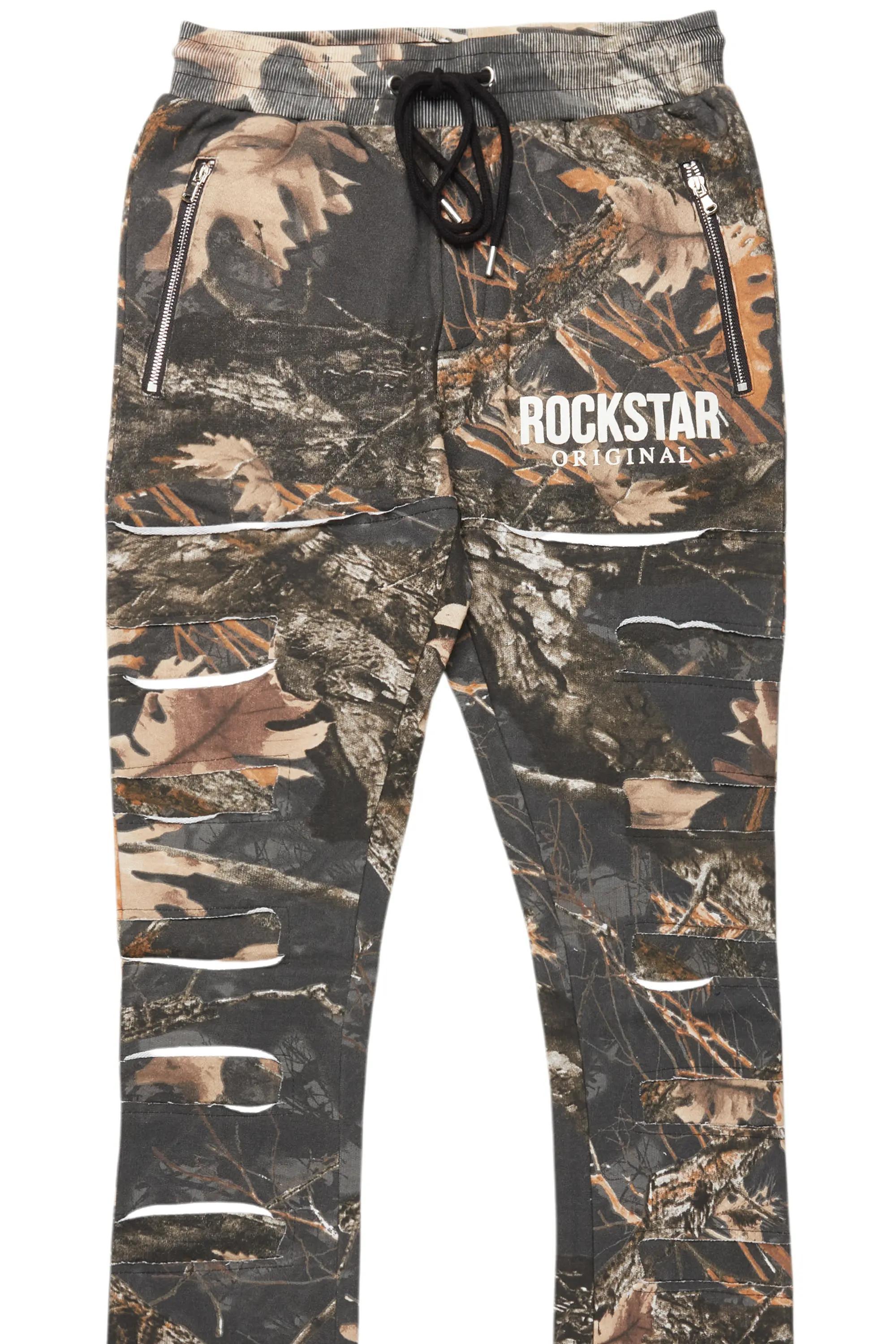 Emilio Black Tree Camo Stacked Flare Track Pant Male Product Image