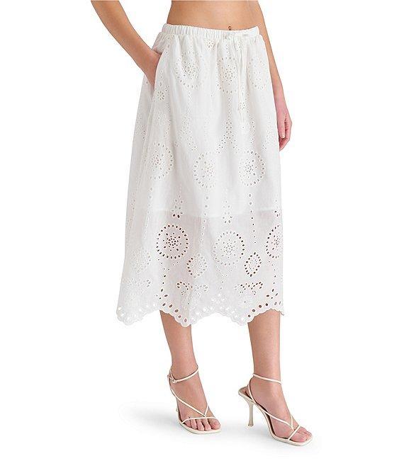 Steve Madden Anaisa Coordinating Eyelet Scallop Hem Midi Skirt Product Image