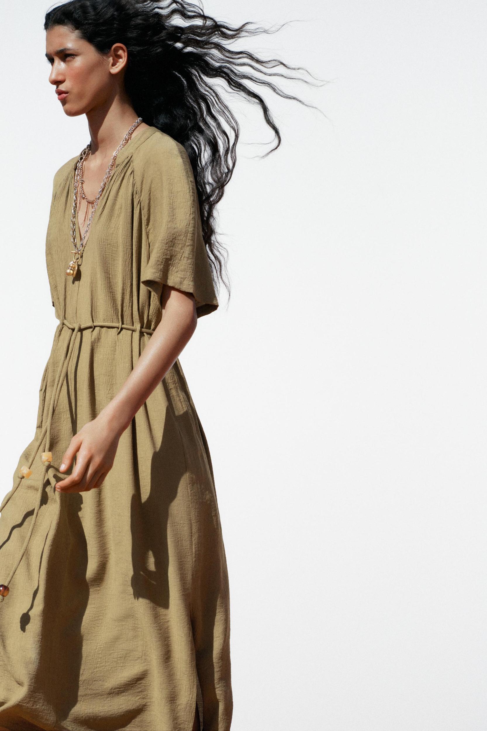 BEADED BELT MIDI DRESS Product Image