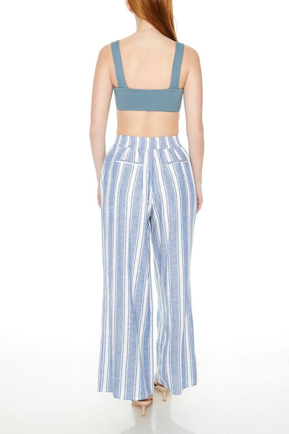 Striped Linen-Blend Wide-Leg Pants | Forever 21 Product Image