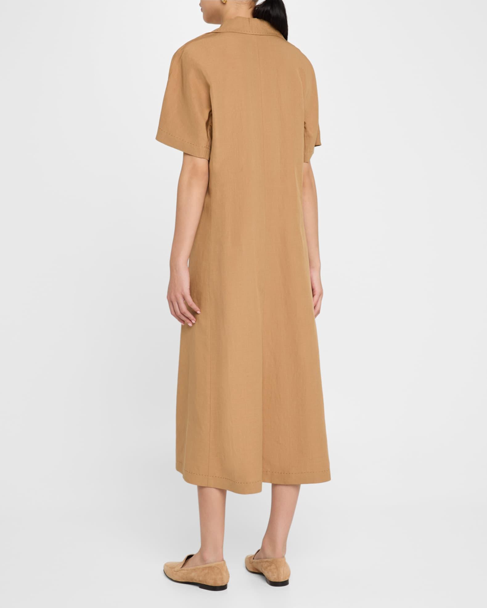 Collared Silk-Linen Midi Dress Product Image