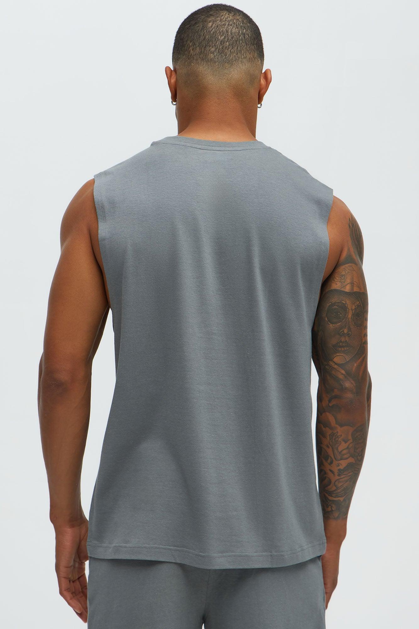 Essential Modal Lounge Sleeveless Muscle Tee - Slate Grey Product Image