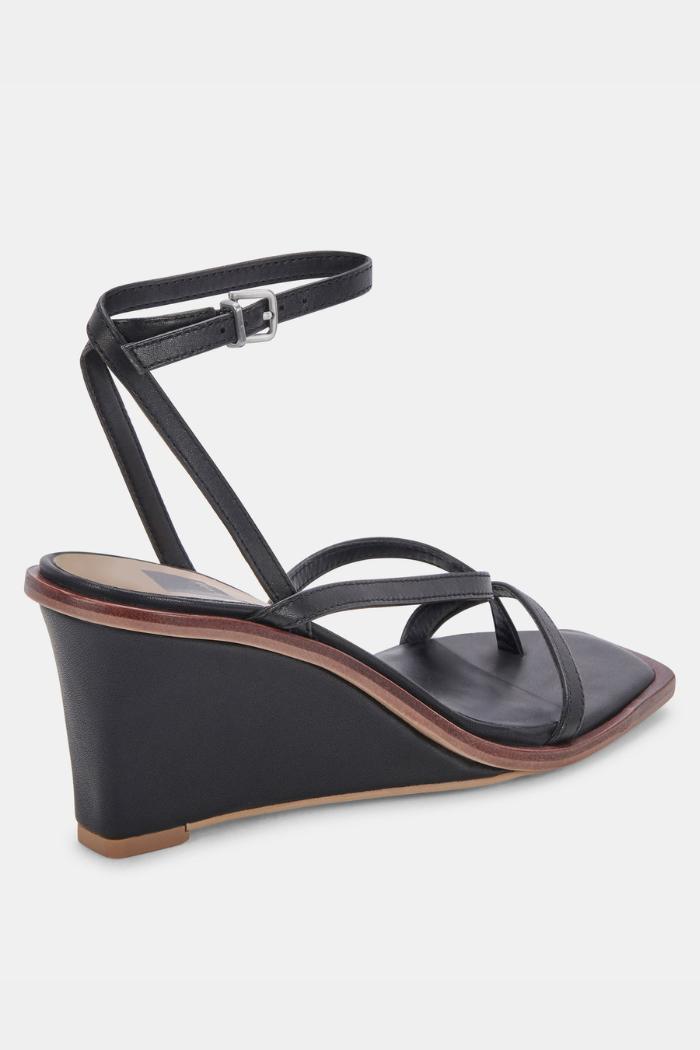 Gemini Wedges - Black Leather Product Image