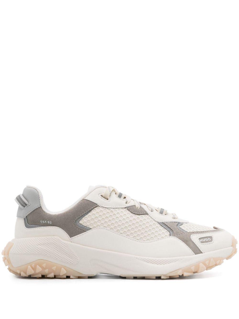 HUGO BOSS Off-white Mixed-material Sneakers In 102-natural Product Image