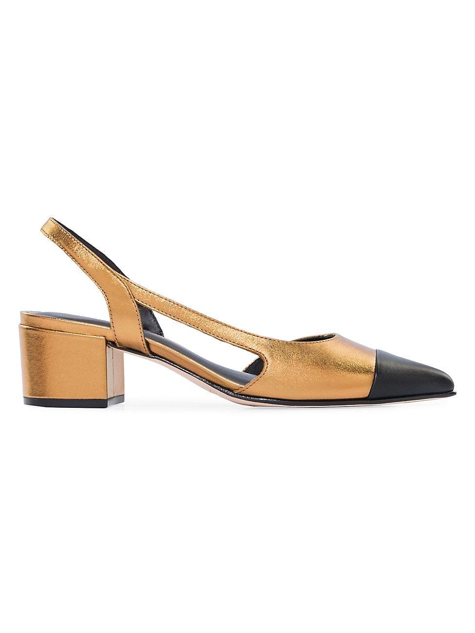 Womens Monroe Metallic Leather Slingback Pumps Product Image