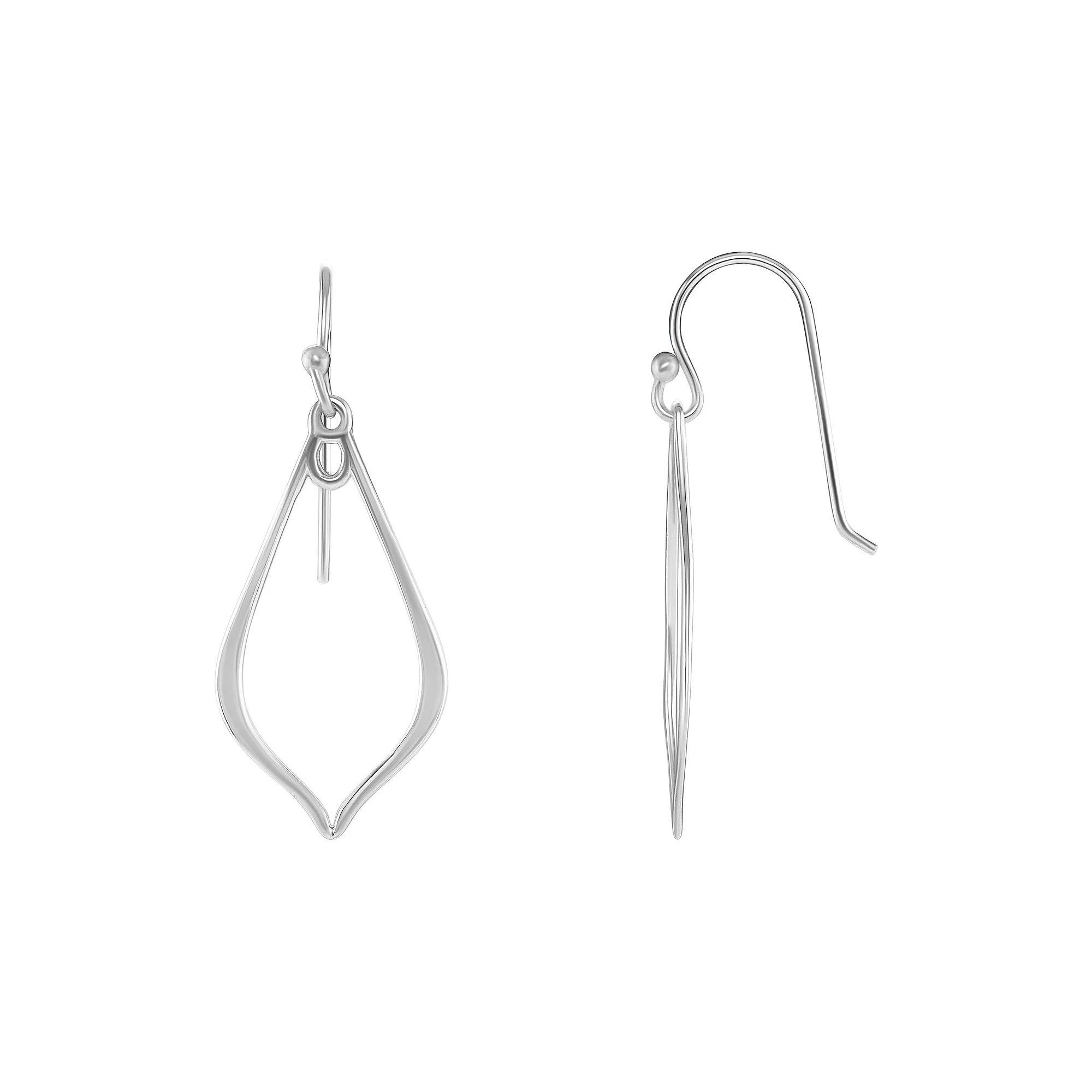 PRIMROSE Sterling Silver Polished Open Pointy Teardrop Earrings, Women's, Silver Tone Product Image