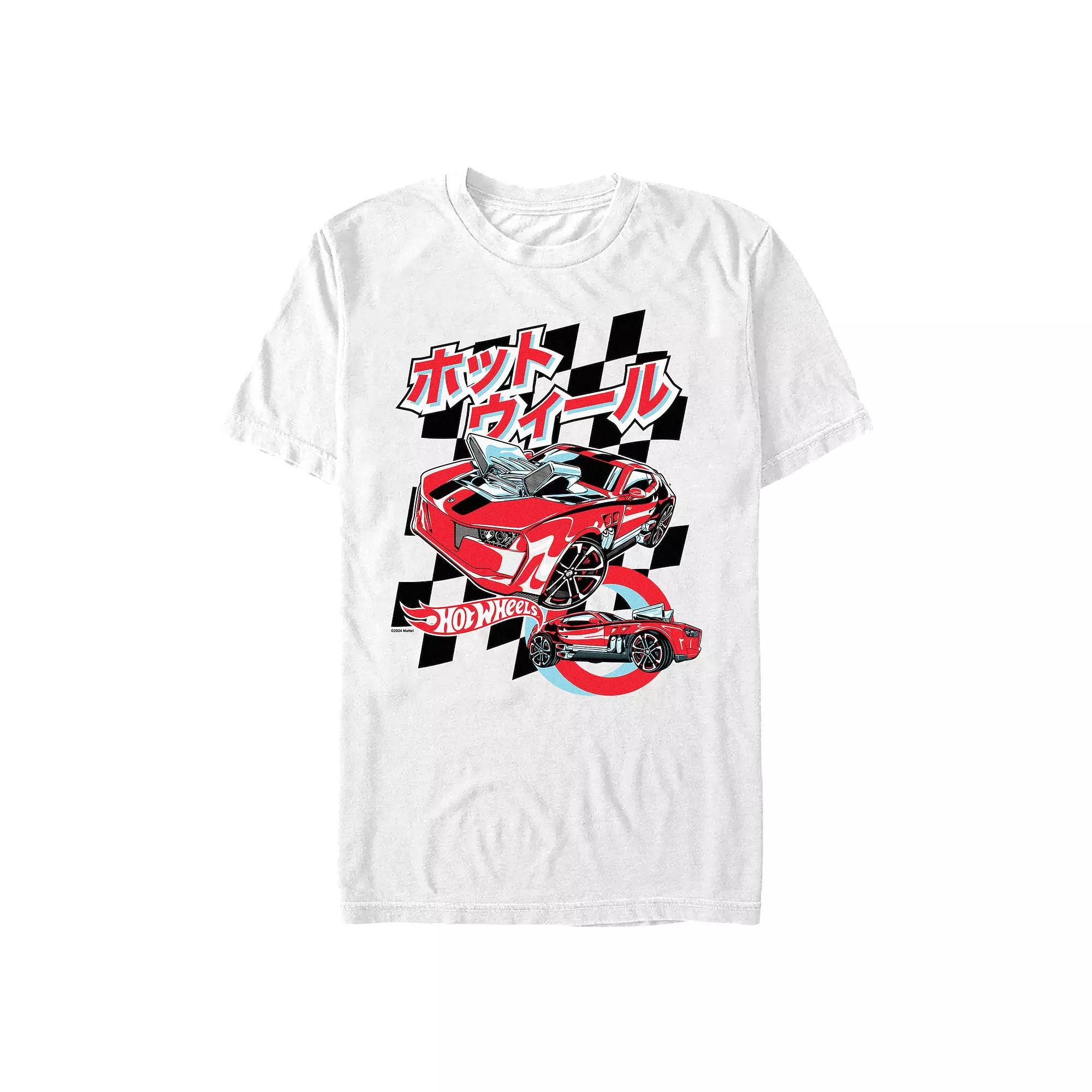 Men's Hot Wheels Checkered Background Graphic Tee,  Product Image